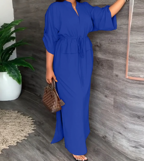 Kemeja kerja dengan potongan A-line dan kantong saku